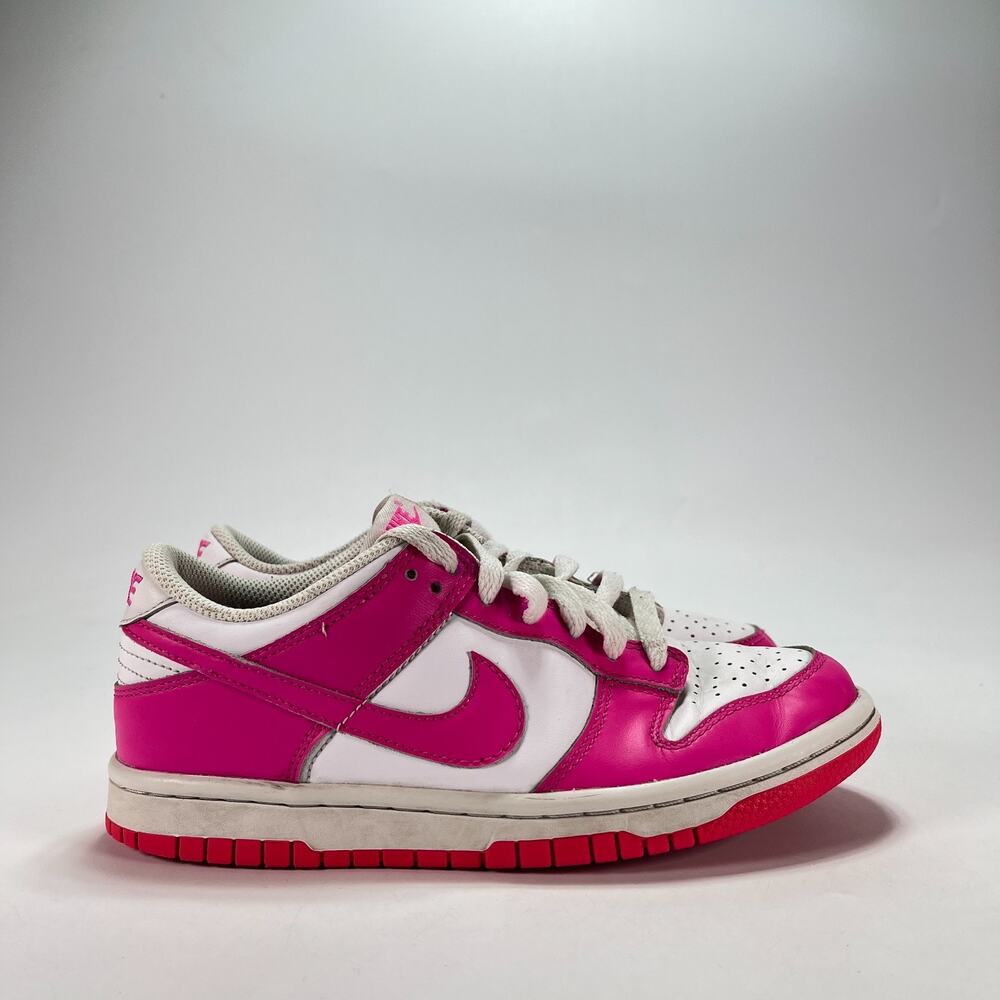 Nike Dunk Low Laser Fuchsia Pink White Low Top Sneakers FB9109-102 Youth Size 4Y
